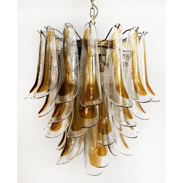 Vintage Italian Murano Chandelier with 41 Glass Amber Petals, 1990s For Sale - Image 12 of 17