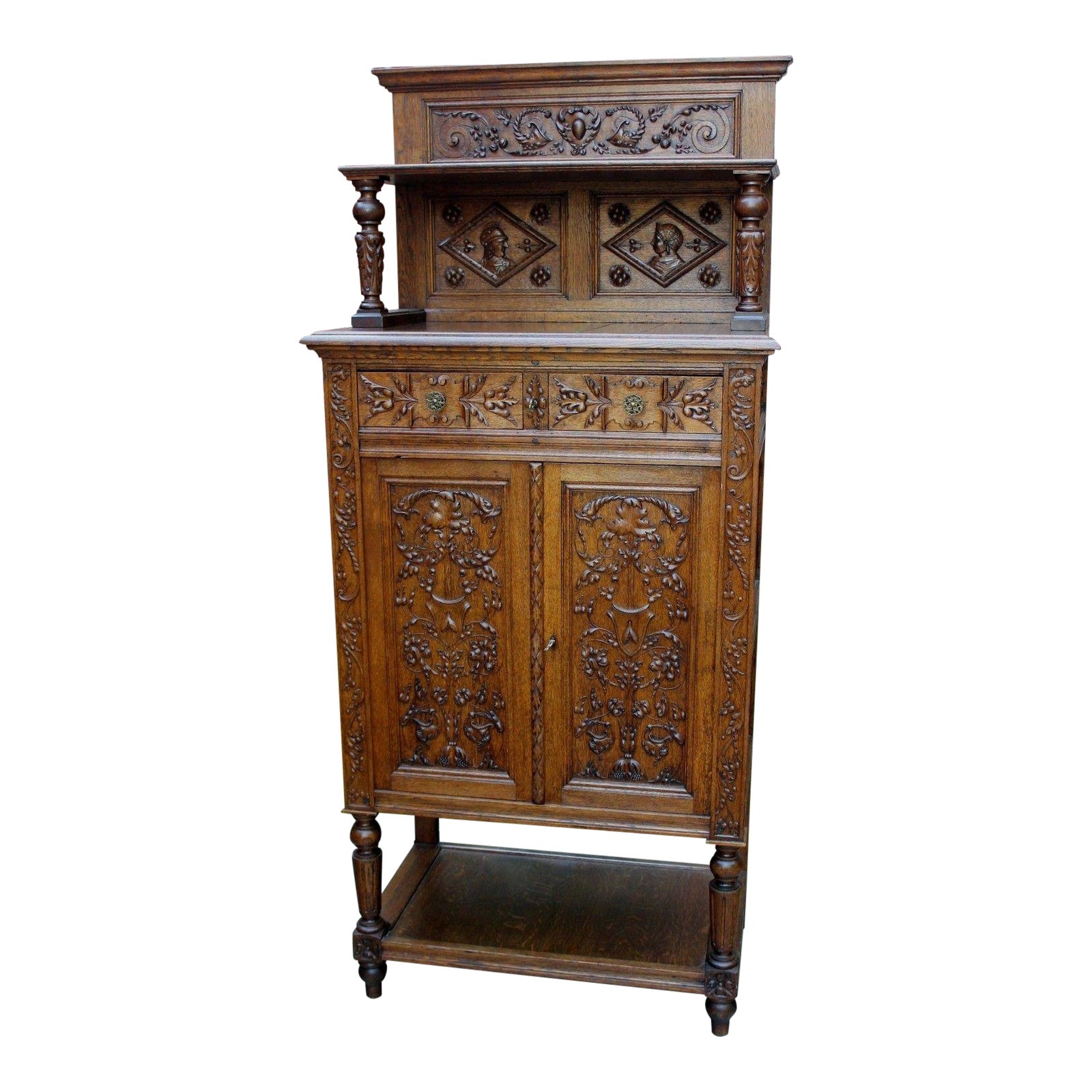Antique French Oak 19th Century Renaissance Revival Gothic Vestry Sacristy Wine Altar Cabinet Bookcase Chairish