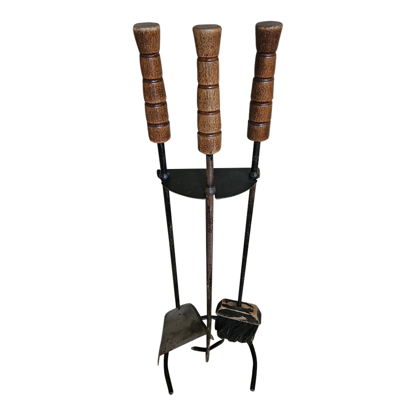 1960s MCM Eames Style Wrought Iron Fireplace Tool Set | Chairish