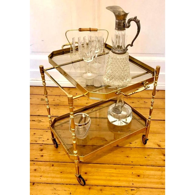 Hollywood Regency Bar Cart in Brass, 1960s For Sale - Image 4 of 12