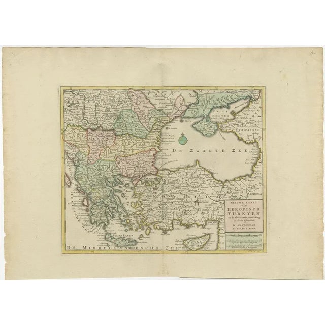 Antique map titled 'Nieuwe Kaart van Europisch Turkyen na de alderlaatste ontdekking in t licht gebracht'. Antique map of...