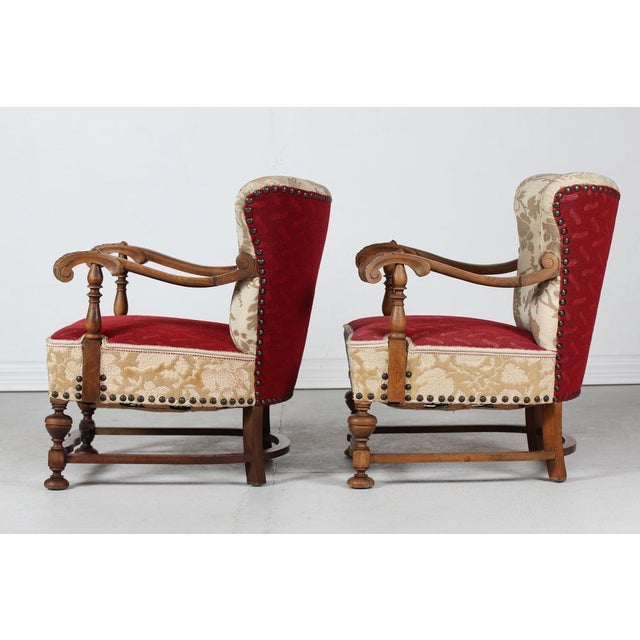 Brutalist Set of Danish Art Deco Lounge Chairs in Oak, 1940s For Sale - Image 3 of 18