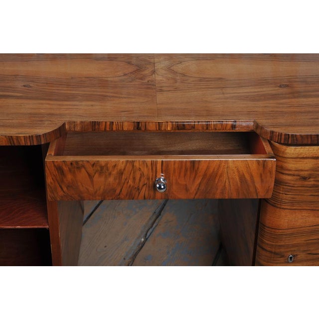 Art Deco Walnut Writing Desk, Czech, 1930s For Sale - Image 3 of 11