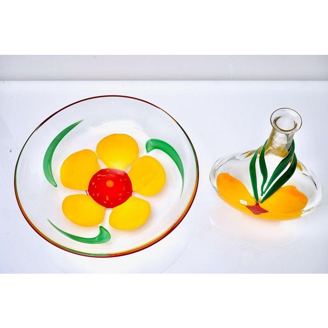 Murano Vase and Bowl with Nasturtium Design by Berit Johansson for Pauly & C., 1998, Set of 2 For Sale - Image 3 of 18