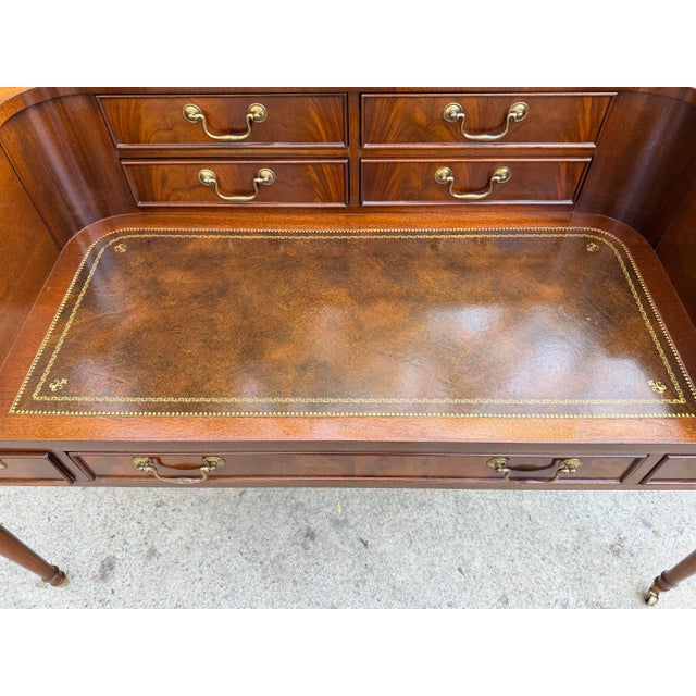 Flame Mahogany Leather Top Carlton House Desk For Sale - Image 10 of 11