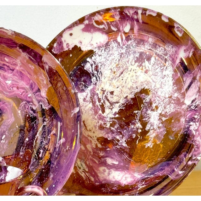 Purple Sascha Brastoff 'Surf Ballet -Pink' for Jill Stevens Miami Beach, Service For 8 For Sale - Image 8 of 12