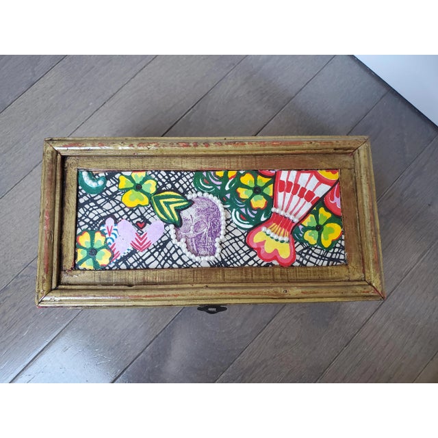 1920s Embellished Antique Folk Art Jewelry Box For Sale - Image 5 of 7