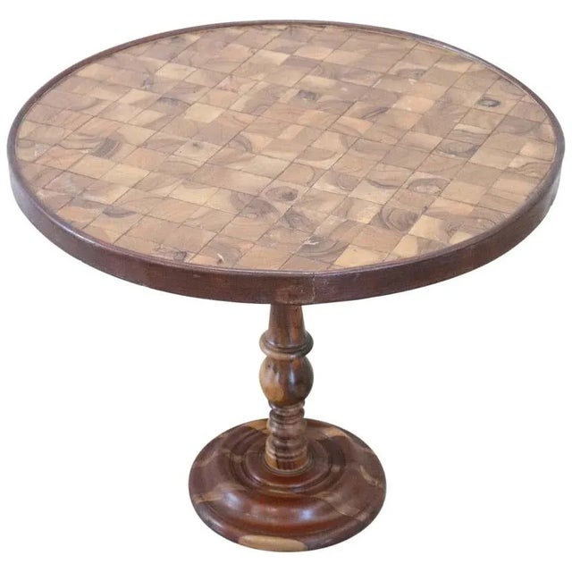 Brown Vintage Marquetry Wood Coffee Table, 1930s For Sale - Image 8 of 8