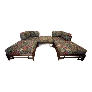 Mid 20th Century Ficks Reed Bamboo Rattan Modular Sectional Corner Chairs Chaise Couch Set For Sale