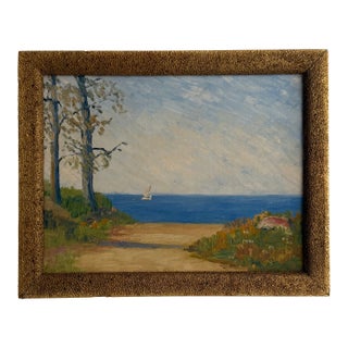 Impressionist Sailboat Oil Painting Circa 1920-1940 For Sale