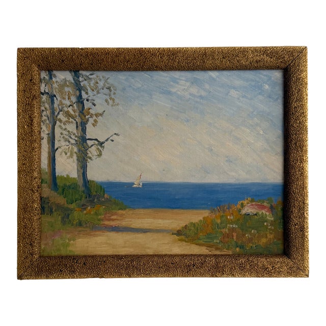 Impressionist Sailboat Oil Painting Circa 1920-1940 For Sale