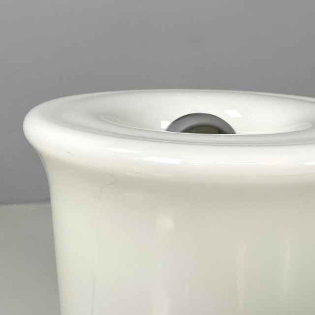 Italian Modern Round Table Lamp with Curved Profiles Metal and White Glass, 1970s For Sale - Image 12 of 18