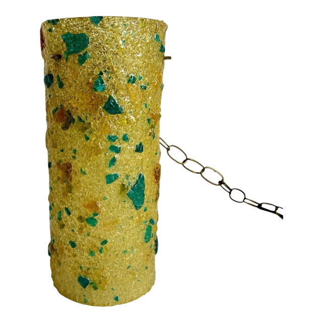 Mid Century Modern Lucite Swag Lamp Yellow Green Blue Chunky Acrylic Rock Candy Hanging Pendant Light For Sale
