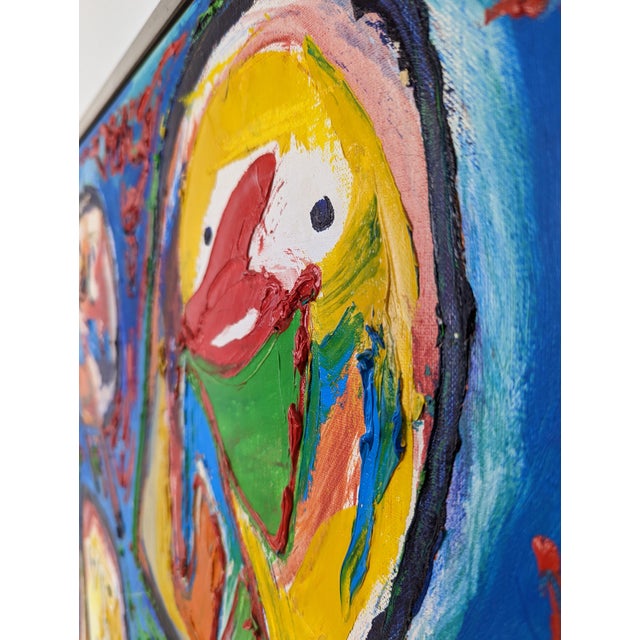 Finn Pedersen's oil painting on canvas showcases the vibrant dynamism characteristic of the Danish artist's work. Executed...