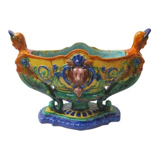 Majolica CenterBowl Barbotine Vintage 20s-30s. For Sale