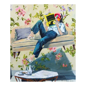 "Afternoon Study" Surrealist Portrait Original Artwork by Iqi Qoror