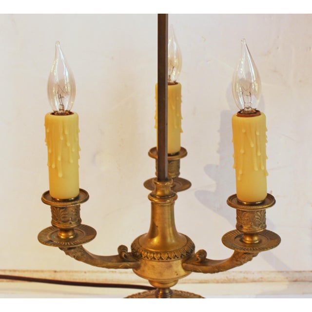 Circa 1920 Pair of French Bronze and Marble Bouillotte Lamps For Sale In Raleigh - Image 6 of 9