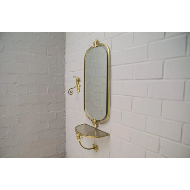 Large Mid-Century Set with Wall Mirror, Wall Console, & Hook, Set of 3 For Sale - Image 4 of 11