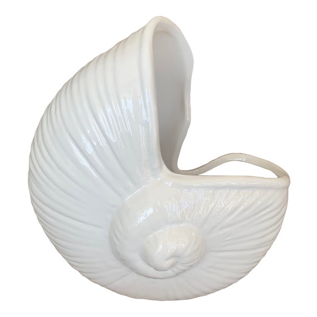 Vintage White Ceramic Shell Vase Chairish
