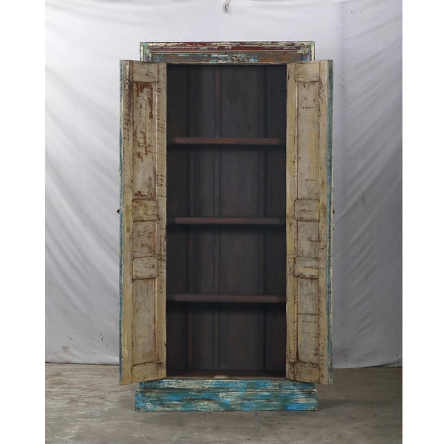 Armoire Constructed From Antique Indian Painted Teakwood Doors and Elements For Sale In Santa Fe - Image 6 of 7