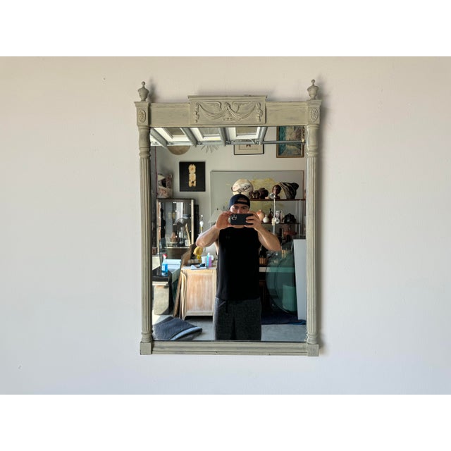 Neoclassical Vintage French Neoclassical - Style Painted Wood Wall Mirror For Sale - Image 3 of 10