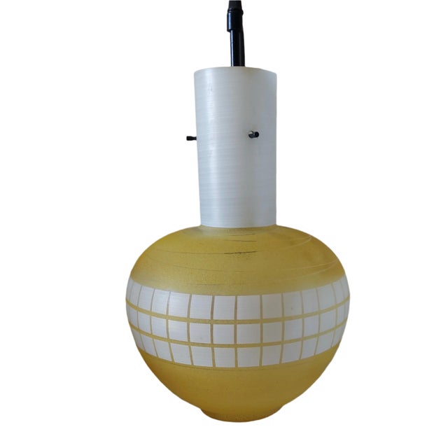 Glass Vintage Yellow Glass Pendant Lamp, 1960s For Sale - Image 7 of 7