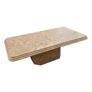Vintage Terrazzo Stone Coffee Table | Postmodern Pedestal Coffee Table For Sale
