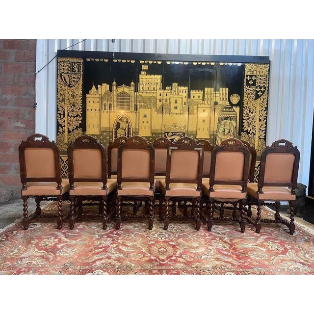 Gold Louis XIII Renaissance Chairs, Set of 11 For Sale - Image 8 of 11