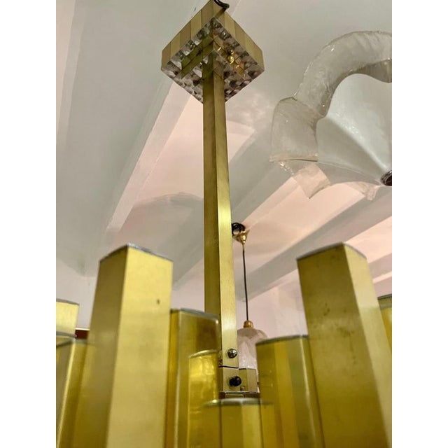 Crystal and Gilt Brass Chandelier attributed to BD Lumica, Spain, 1970s For Sale - Image 6 of 9