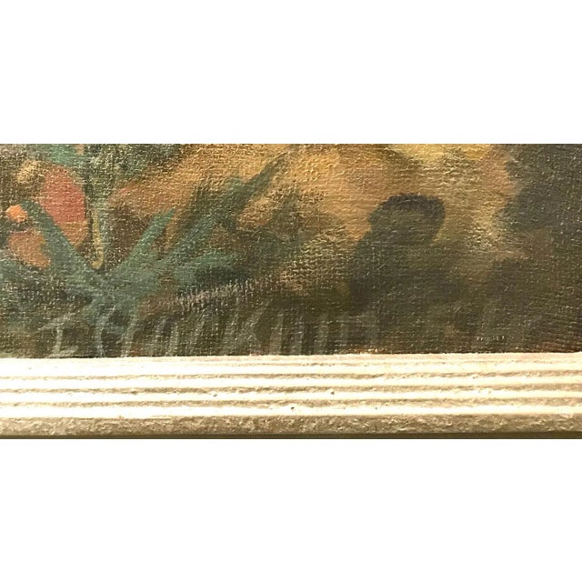 Modern Landscape of a Village with a View of Steeples, Oil on Canvas, 1954 For Sale - Image 3 of 9