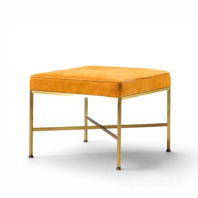 Brass Paul McCobb for Calvin Mid Century Brass X Base Stools - Pair For Sale - Image 8 of 10