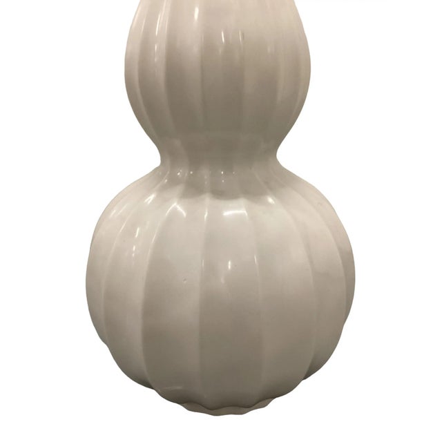Tommaso Barbi Large White Ceramic Table Lamp, France 1960s For Sale - Image 4 of 6