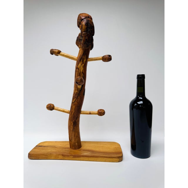 Handcrafted Burlwood Mug Tree, Artisan Live Edge Coffee Cup Holder Rack For Sale - Image 12 of 12