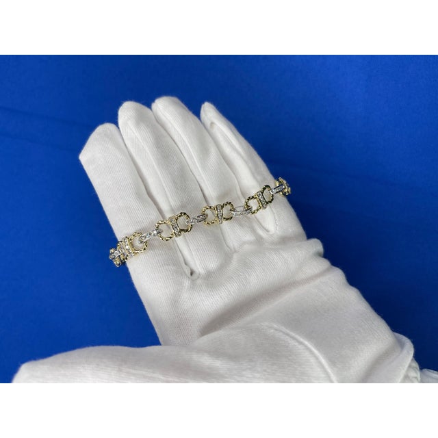 Diamond Horse Shoe Pave Link Layered Rope Fashion 14 Karat Yellow Gold Bracelet For Sale - Image 12 of 13