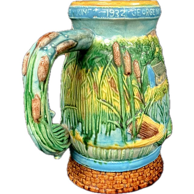 Mid-Century Modern Vintage Majolica Ceramic Fisherman's Tankard For Sale - Image 3 of 9