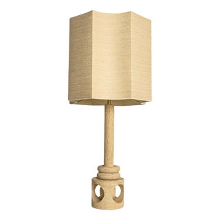 Vintage Table Lamp with Custom Made Silk Lampshade by Rene Houben, 1960 For Sale