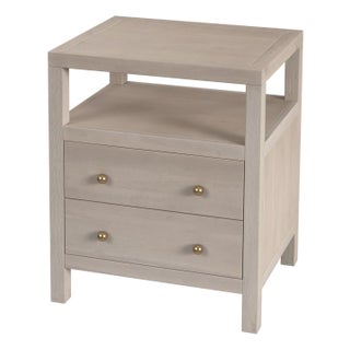 Nora 21 in. W Rectangular Wood 2 Drawer Nightstand with Open Shelf, Antique Taupe For Sale