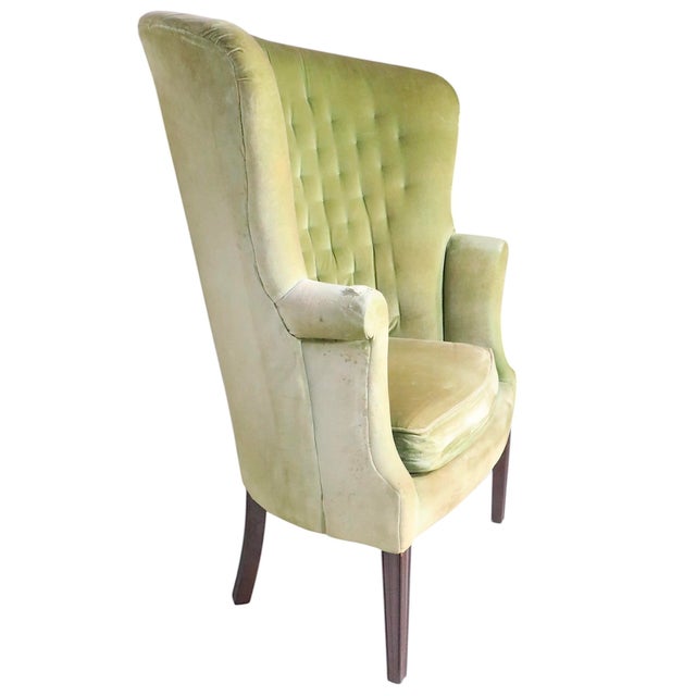 Mid 20th Century English Regency Revival Upholstered Wing Chair - Needs Reupholstery For Sale - Image 9 of 12