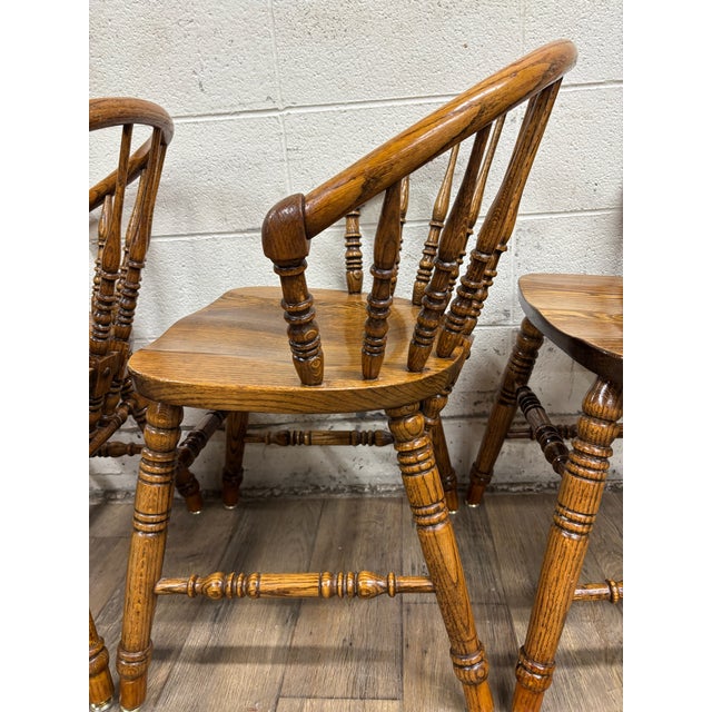 Wood Vintage Richardson Brothers Co Art Nouveau Colonial Style Windsor Dining Chairs For Sale - Image 7 of 14