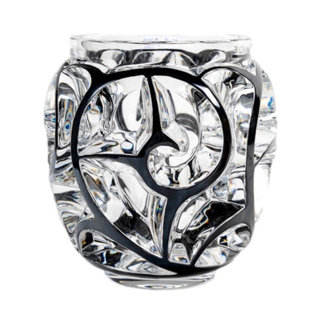 Vintage Swirl Vase in Black-Glazed Clear Crystal by Lalique Crystal, 1926 For Sale - Image 6 of 6