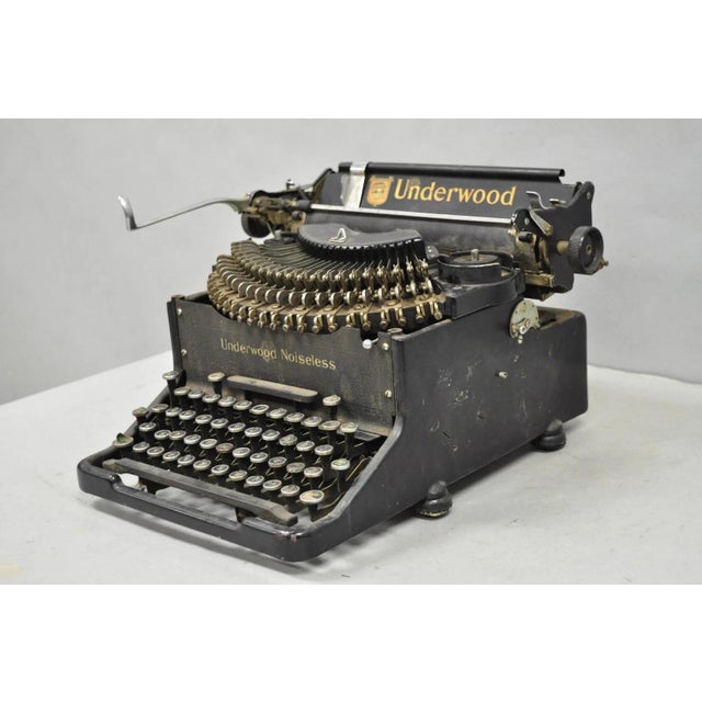Black Antique 1930s Underwood Noiseless Standard Mechanical Typewriter Office Decor For Sale - Image 8 of 15