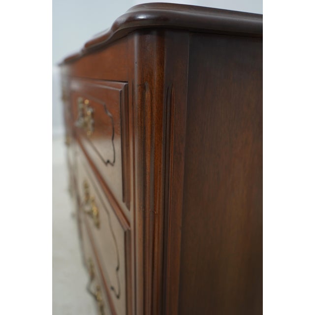Vintage French Country Walnut Finish Low Dresser For Sale - Image 16 of 17