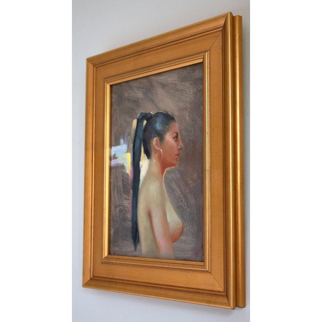 Figurative Carrying the Fire Within by Kirsten Savage | Oil on panel Portrait of a woman in profile. For Sale - Image 3 of 5
