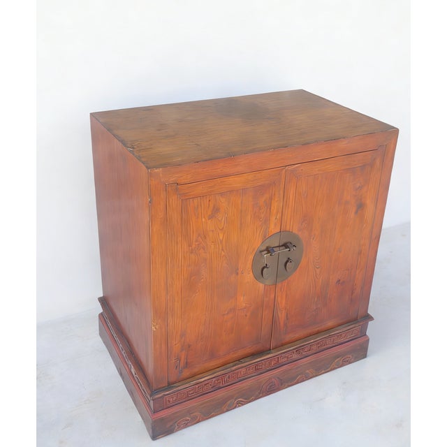 Chinese Antique Square Corner Elm Storage Cabinet For Sale - Image 3 of 5
