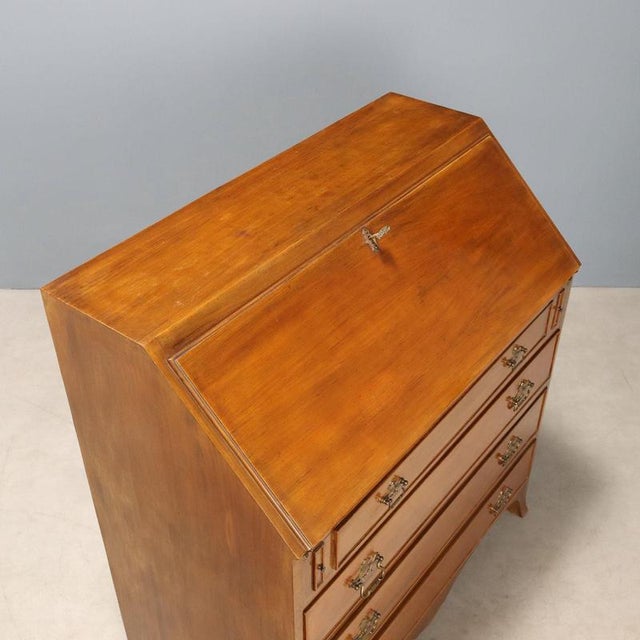 English Style Mahogany Veneered Drop-Leaf Secretaire For Sale - Image 6 of 9