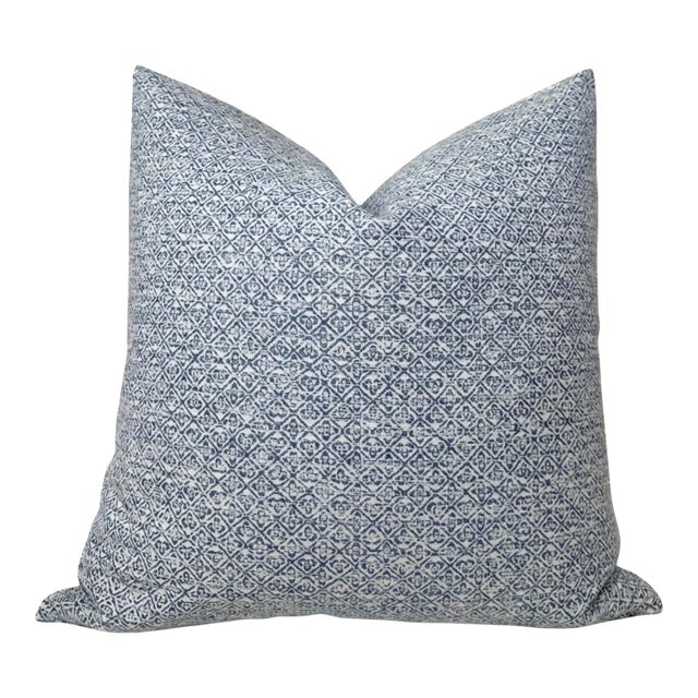 Sarong Woven Pillow Cover in Indigo, 22x22 Pillow For Sale