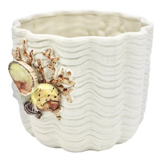 1970s Vintage Coastal Ceramic Seashell Planter For Sale