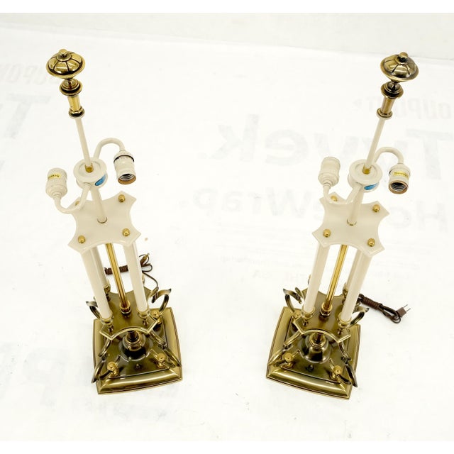 Like NEW Pair of Fine Stifel Brass Table Lamps Mid Century Modern MINT! For Sale - Image 11 of 12