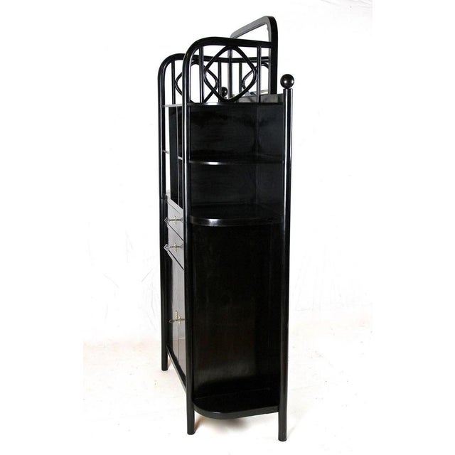 Art Nouveau Black Display Cabinet attributed to Josef Hoffmann for Thonet, 1905 For Sale - Image 11 of 18