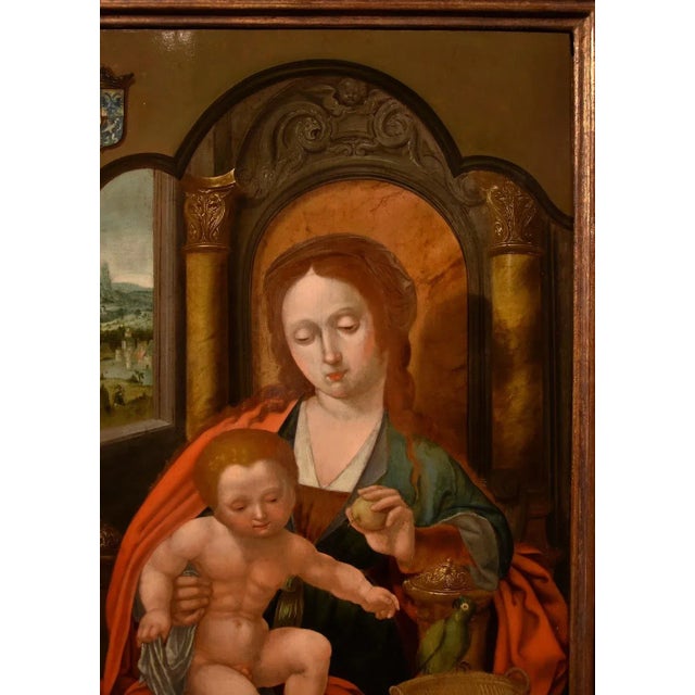 17th Century Follower of Maestro Del Pappagallo, Madonna, 1600, Oil on Board, Framed For Sale - Image 5 of 17